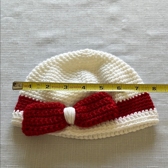 White and Red Crochet Hat - Picture 7 of 8